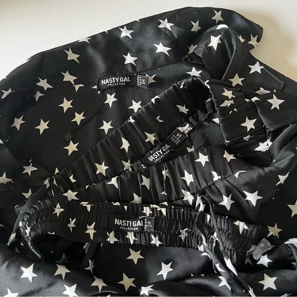 Nasty Gal 3-Pc Pajama Shorts Shirt Bralette Set Underneath The Stars NWOT Size 4 - Picture 8 of 9
